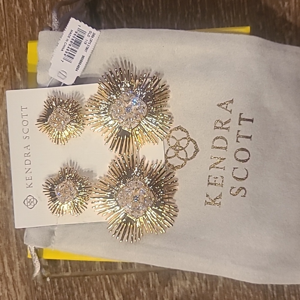 Kendra Scott Dir Gold Crystal Statement Earings